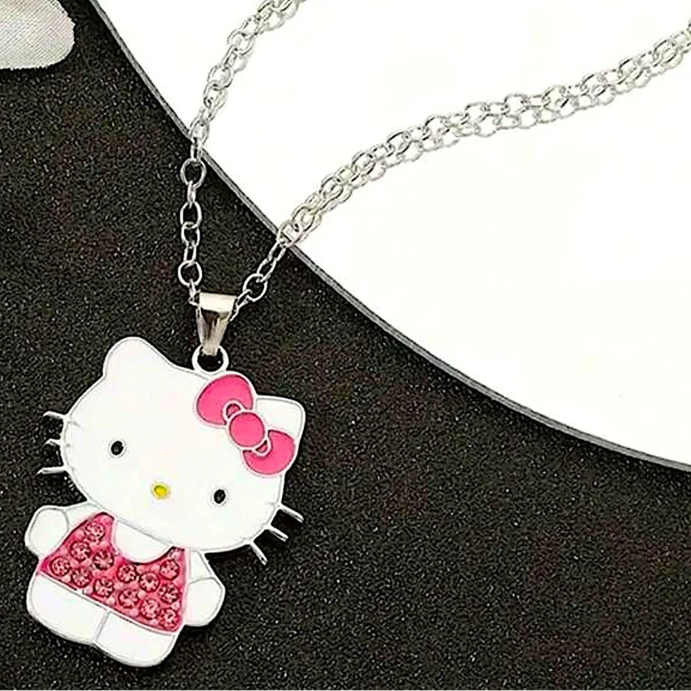 Silver Pink Zircon Enamel Necklace